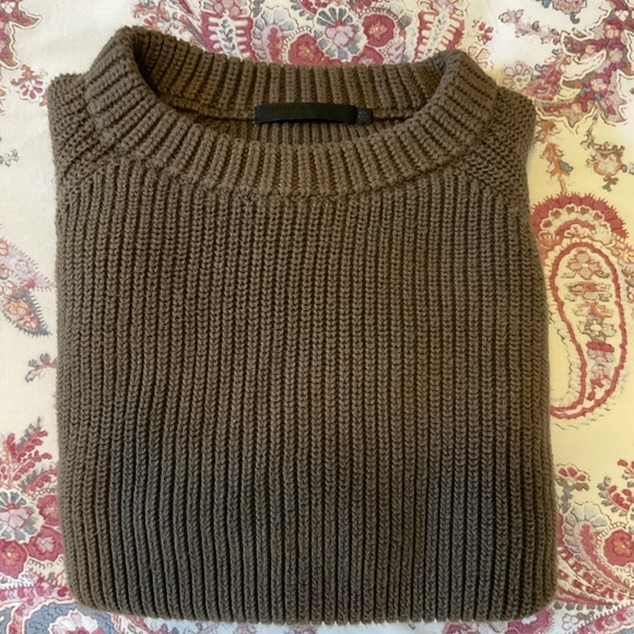 Jenni Kayne Cotton fisherman Crew Neck Sweater in Olive - Picture 6 of 12